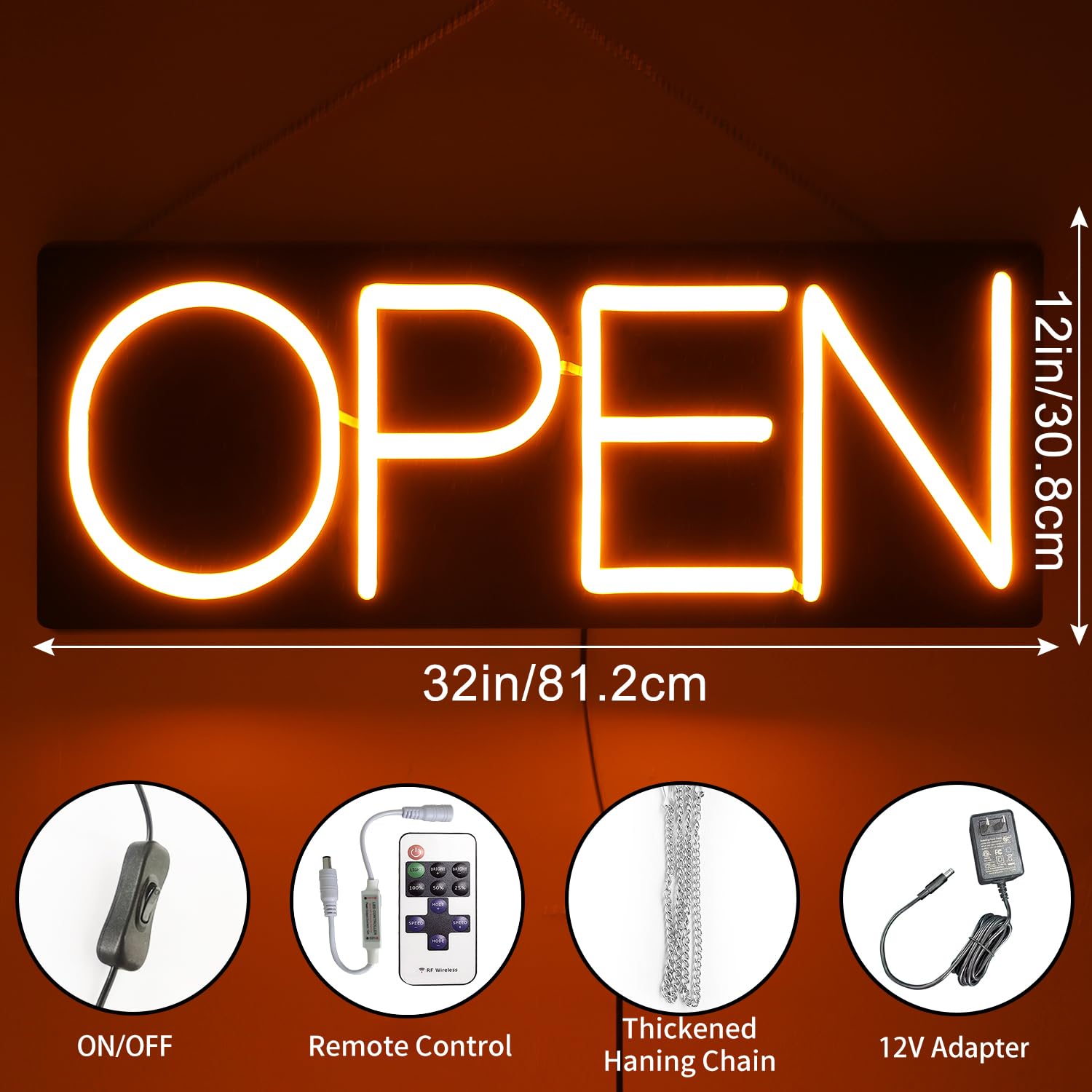 Open Signs for Business 12V/2A Ultra Bright LED Neon Open Sign